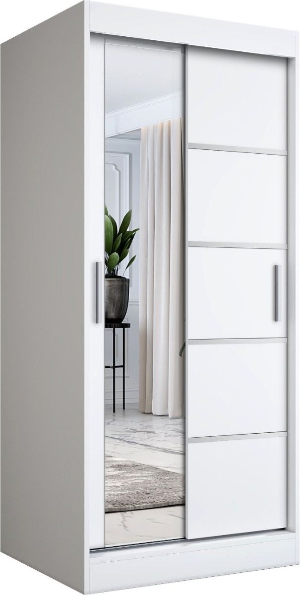 MKPOL Szafa przesuwna MODUO COMFORT 3 90 biała mat z lustrem