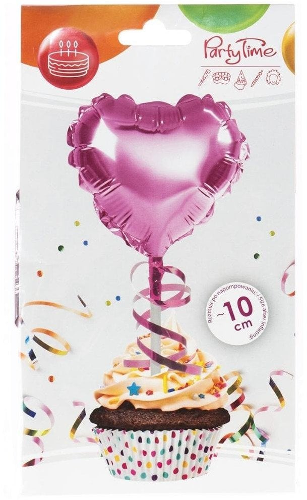 Balon foliowy na patyczku serce różowy