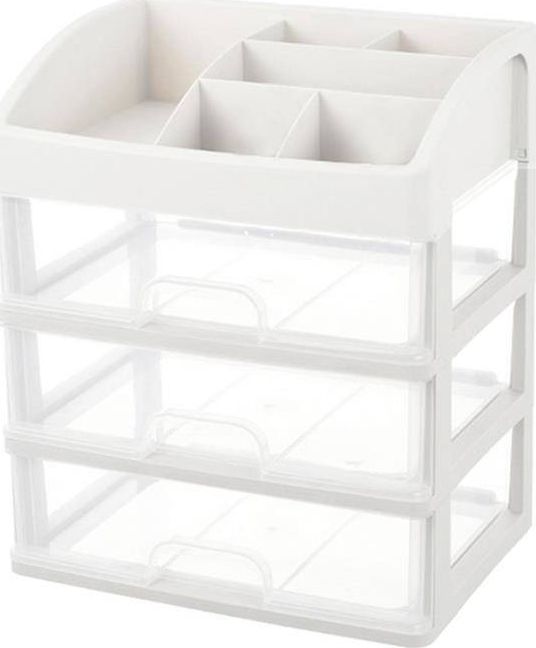 Aptel AG605G ORGANIZER Z 3 SZUFLADAMI NA KOSMETYKI BIŻUTERIĘ PRZEGRODY kremowy