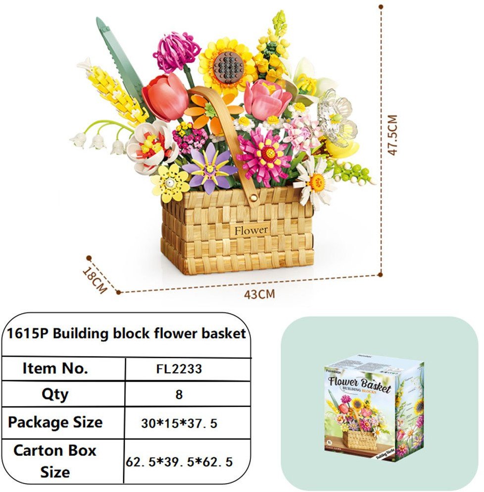 Zestaw Klocków Wiosenny Bukiet w Koszyku 1615el. EDUKAMP