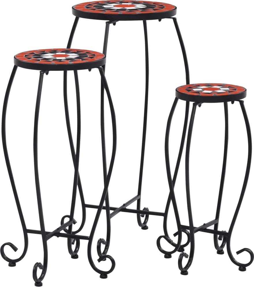 Elior Zestaw terakotowo-białych stolików Henry