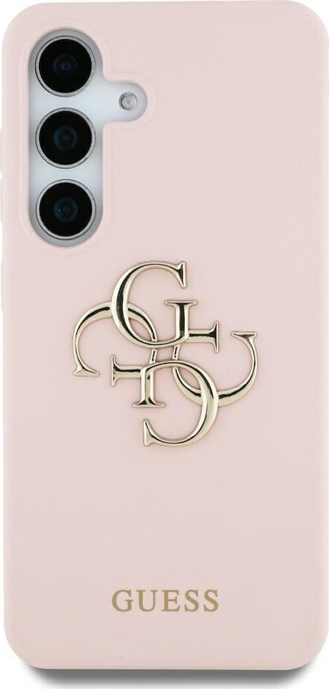 Etui Guess Silicone Big 4G Logo Bottom Script Samsung Galaxy S25 Ultra różowy