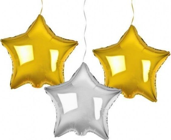 GoDan Balony foliowe B&C Gwiazdy złote i srebrne 3szt