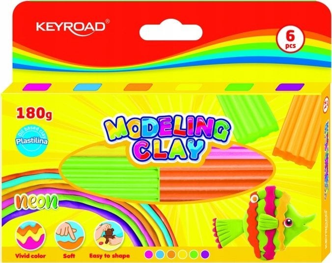 PBS Connect Plastelina KEYROAD 6 kolorów neon x 30g