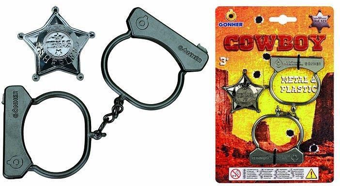 Gonher Metalowe kajdanki kowbojskie z odznaką - 239858