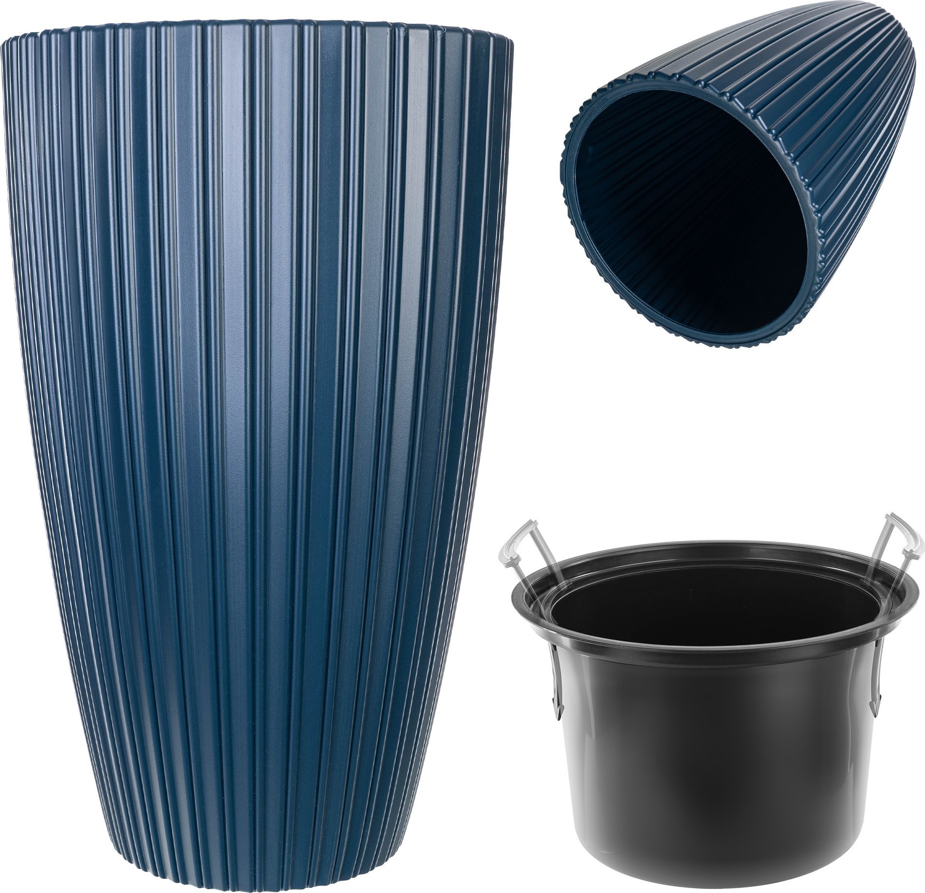 Kadax KADAX Doniczka Donica Na Kwiaty 30cm Osłonka Z Wkładem Kwietnik Plastikowa Granat