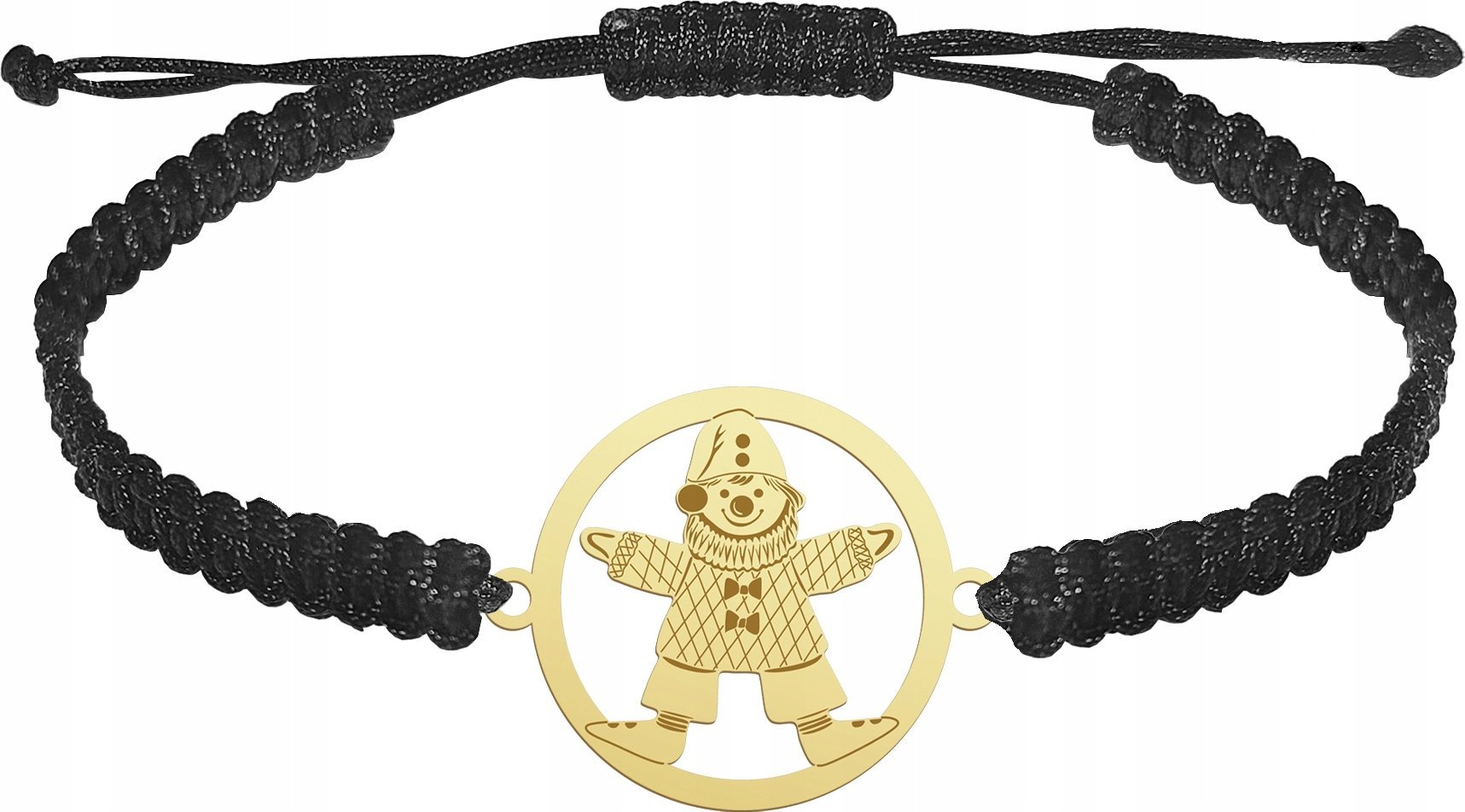 Radziszewska Jewellery Bransoletka Złota z Pajacykiem Makrama Prezent Srebro 925 GRAWER GRATIS