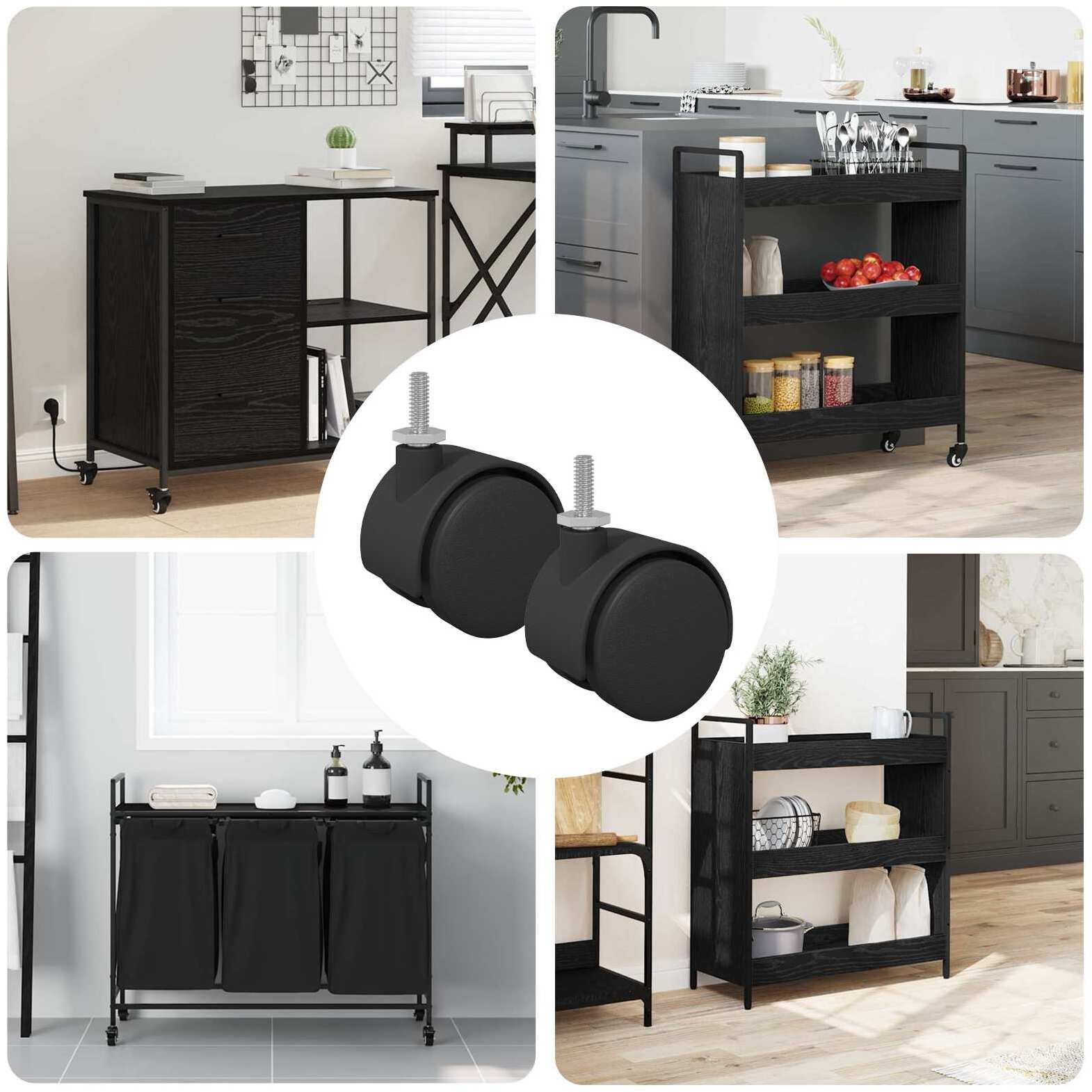 vidaXL Kółka 2 pcs Czarny 40,1 x 37,8 mm PP i żelazo