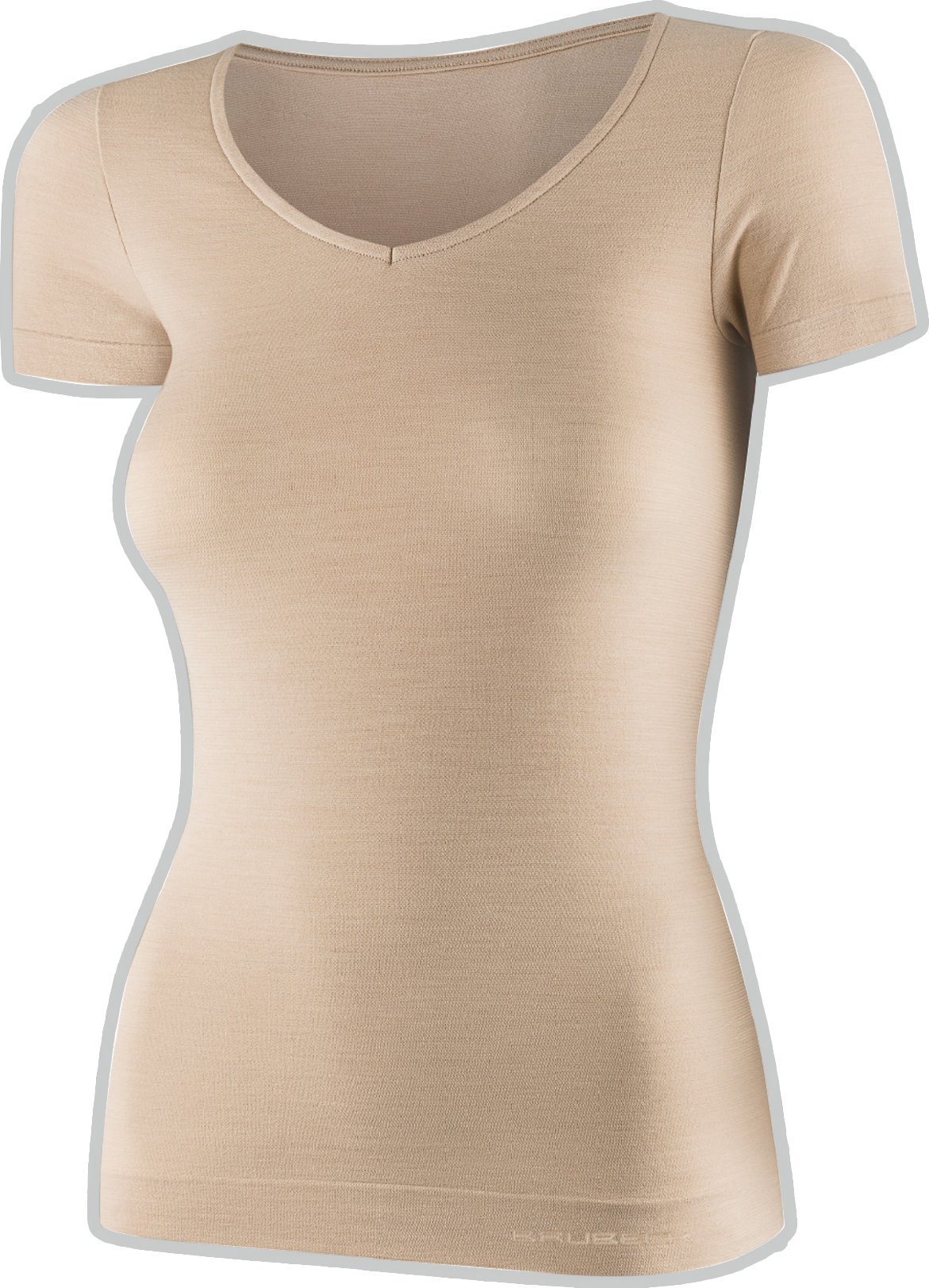 Brubeck SS1398W Koszulka damska z krótkim rękawem COMFORT MERINO beżowy S