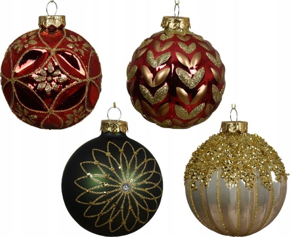 Kaemingk Szklana bombka choinkowa 8cm Brokatowa złocona 1szt