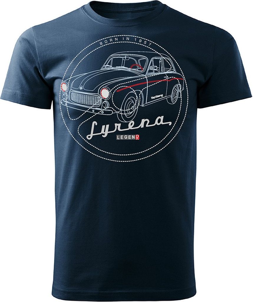 Topslang Koszulka z samochodem Syrena syrenka męska granatowa REGULAR XL