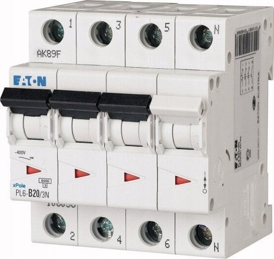 Eaton Wyłącznik nadprądowy 3P+N D 20A 6kA AC PL6-D20/3N 165038