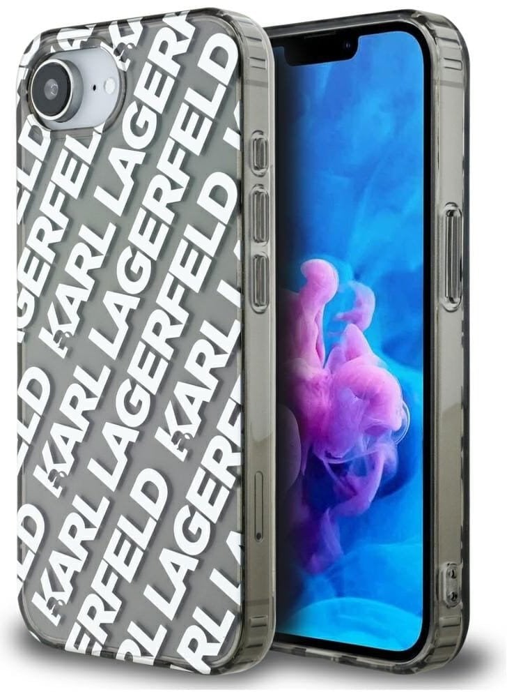 Etui Karl Lagerfeld IML Repeat Logo do iPhone 16e srebrny