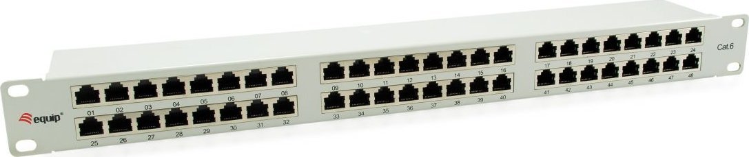 Equip Patchpanel 48x RJ45 Cat6 19" FTP 1HE ISO/IEC hellgrau
