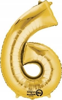 AMSCAN Balon foliowy duża cyfra 6 złota 60x86cm spakowany 9906271