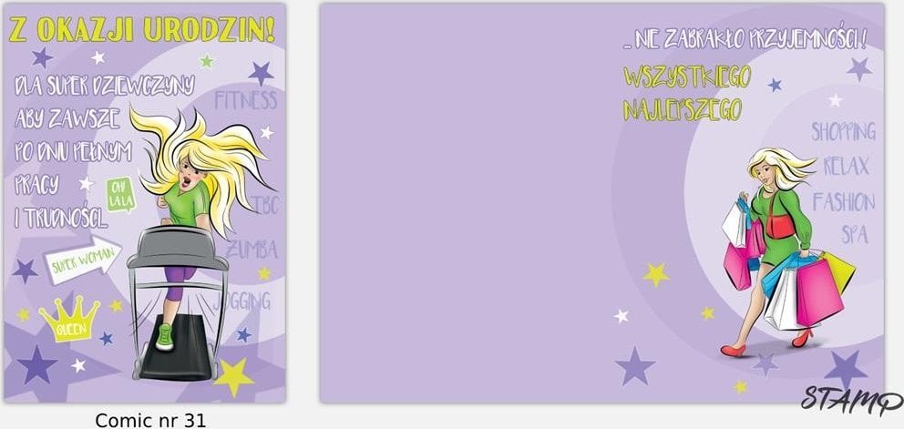 Stamp Karnet Comic B6 + koperta wzór nr 31 Urodziny