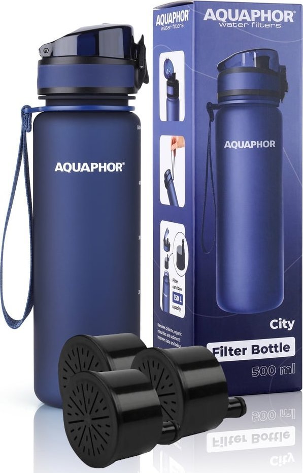 Aquaphor BIDON FILTR BUTELKA AQUAPHOR CITY GRANAT + 3 WKŁADY