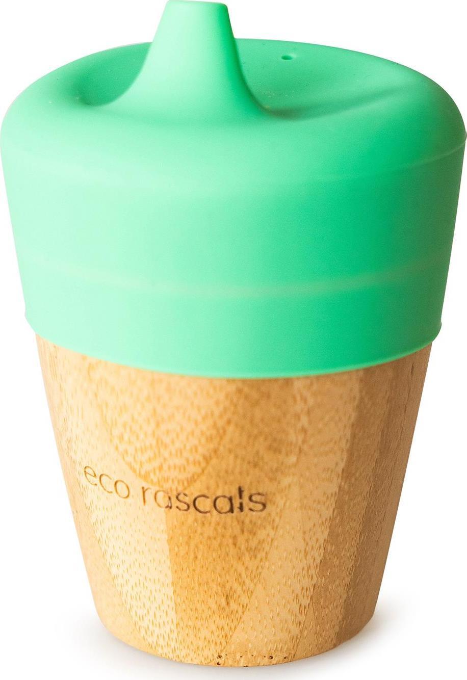 ECO RASCALS ECORASCALS* Kubek bambusowy o pojemności 190 ml z silikonową nakładką w kolorze zielonym one size