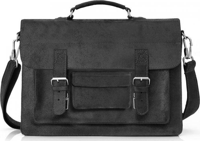 Solome SZARA SKÓRZANA TORBA LISTONOSZKA NA RAMIĘ SOLOME