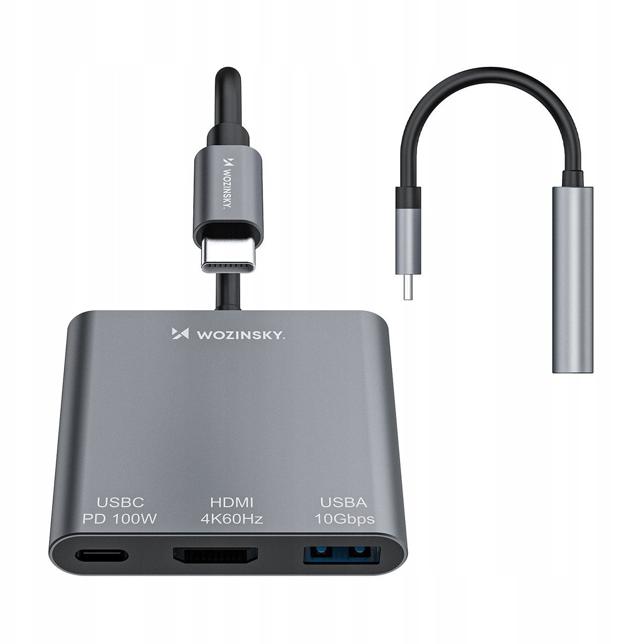 Hub Wozinsky WHCH-01 USB-C PD 100W HDMI 4K@30Hz USB-A 10Gbps - szary