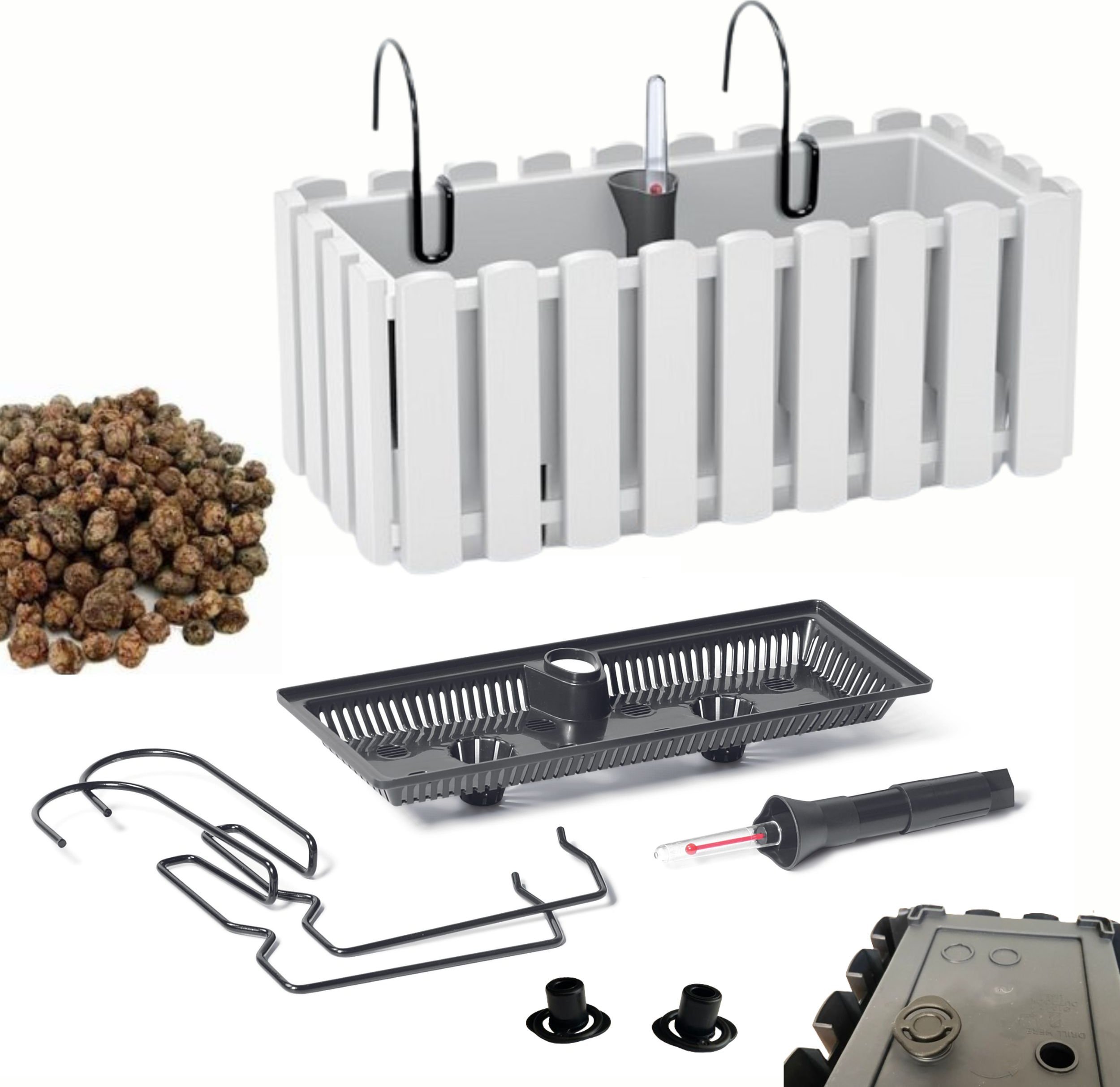 Prosperplast Skrzynka na balustradę DDEF400W Doniczka balkonowa + Keramzyt 1l