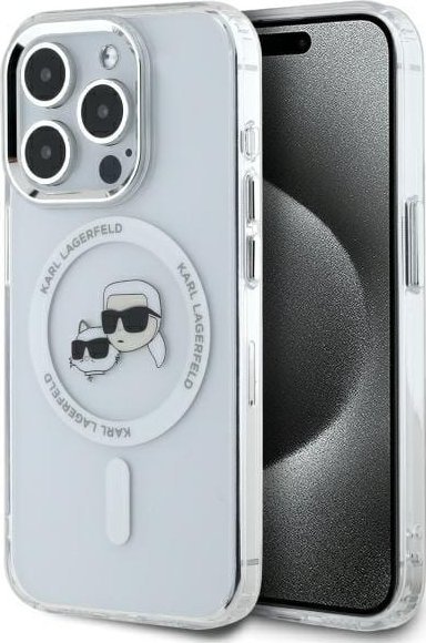 Karl Lagerfeld Karl Lagerfeld KLHMP15LHLSKCH iPhone 15 Pro 6.1" biały/white hardcase IML Metal Karl&Choupette Head MagSafe