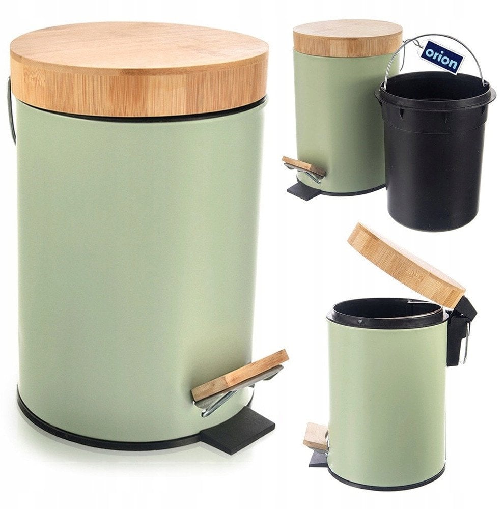 Kosz na śmieci metalowy z pedałem zielony GREENISH 3 l