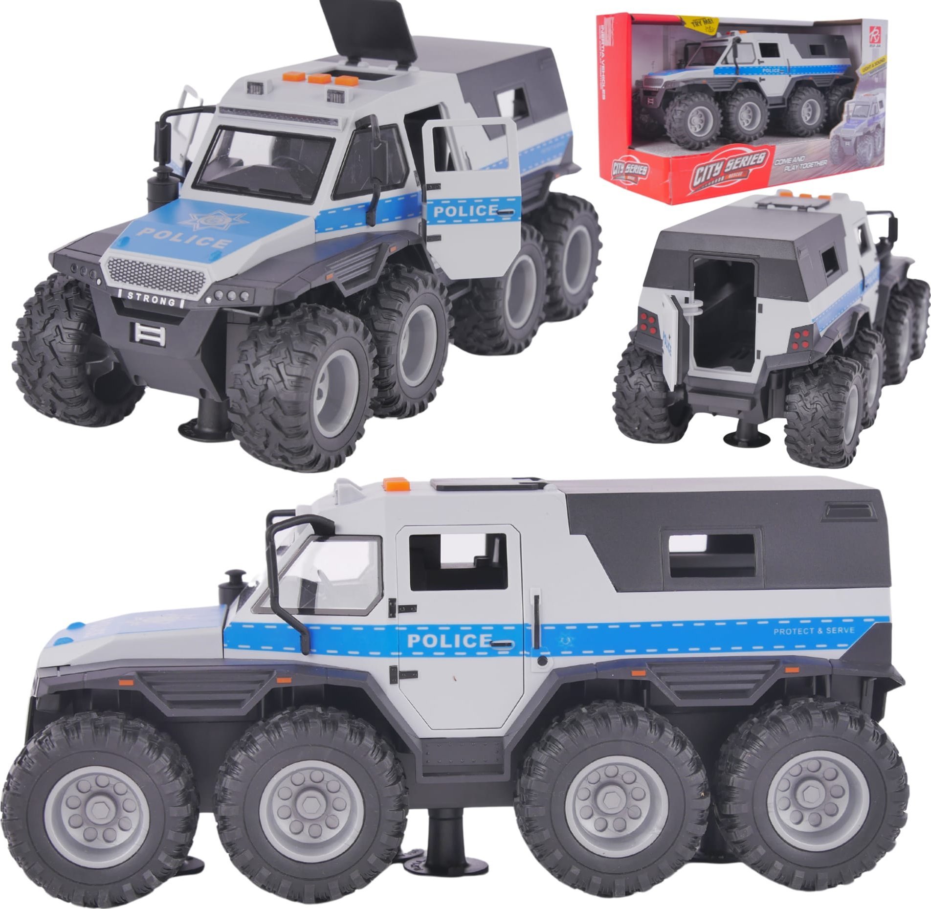 Maksik Pojazd 8-kołowy policja 27cm św/dźw RJ5529B 07114