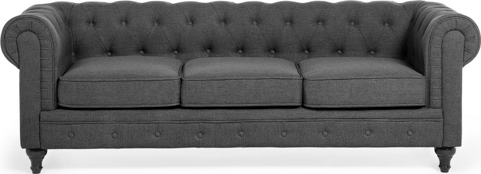 Beliani Sofa 3-osobowa szara CHESTERFIELD
