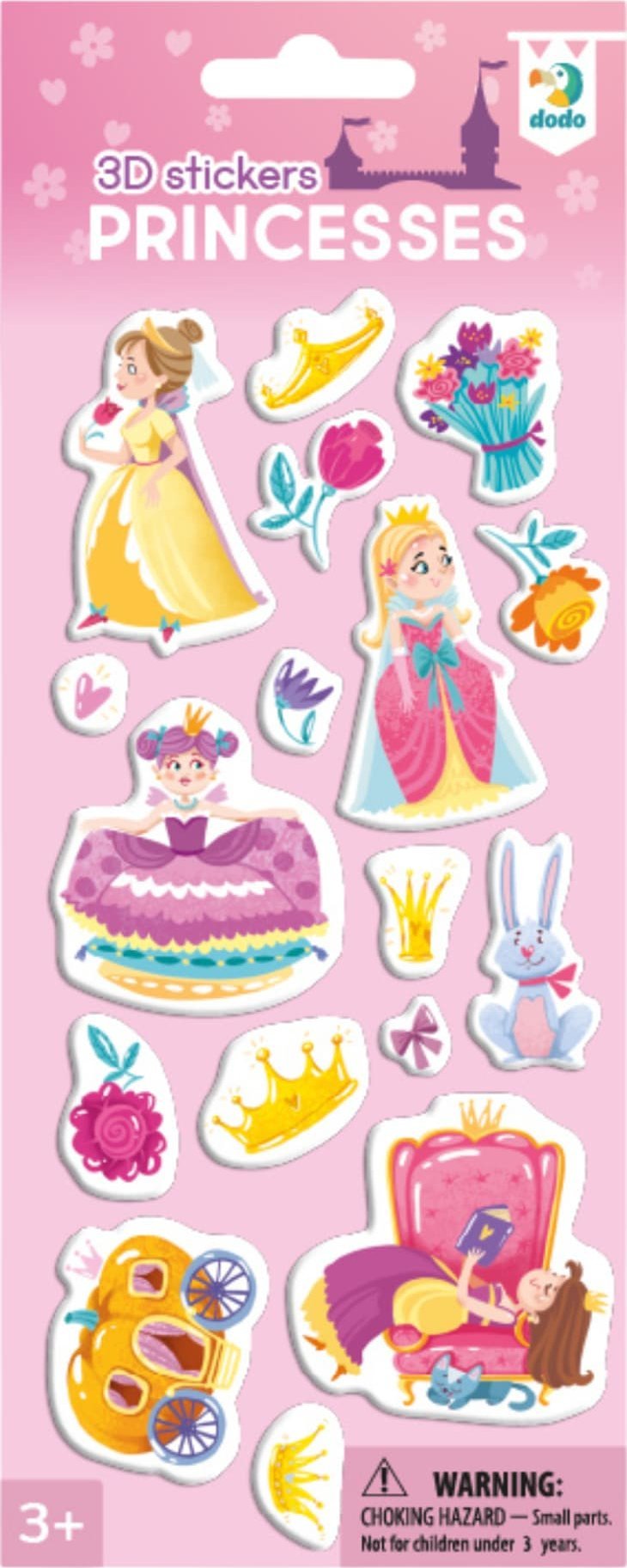 Dodo Naklejki 3D "Księżniczki" Do Naklejania Dla Najmłodszych 17 Naklejek Zestaw