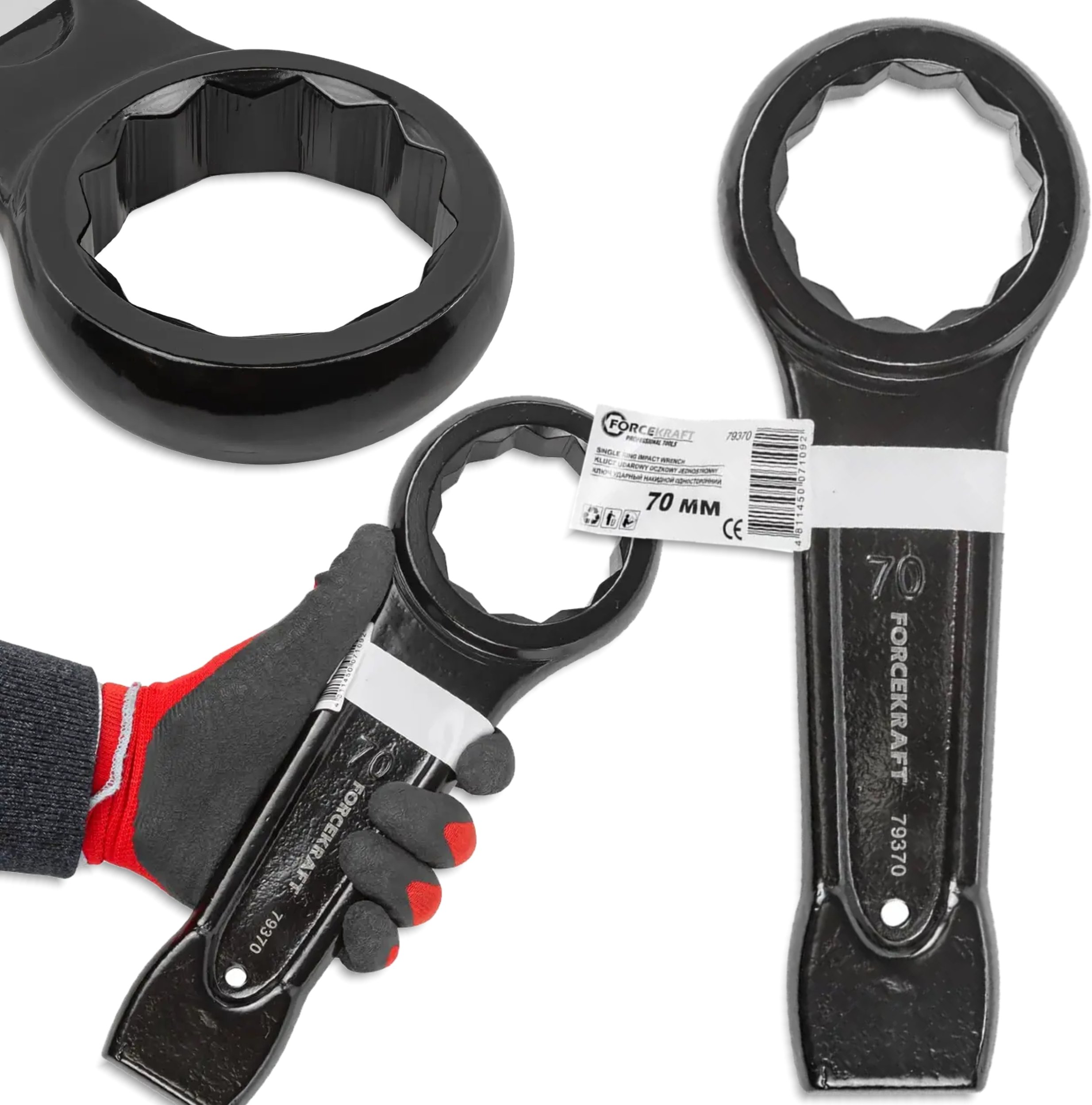 FORCEKRAFT Klucz OCZKOWY udarowy do PODBIJANIA 70mm 320mm Cr-Mo