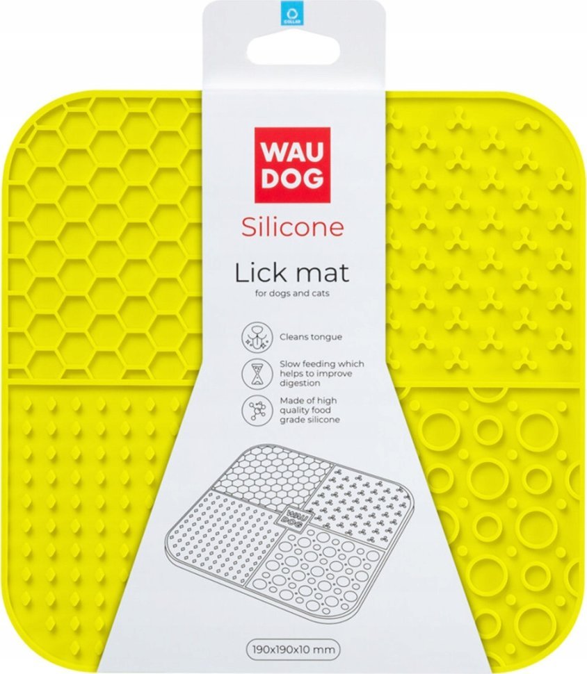 Collar WAU DOG MATA DO LIZANIA SILIKONOWA PROSTOKĄTNA 21,1x21,1x3cm ŻÓŁTA