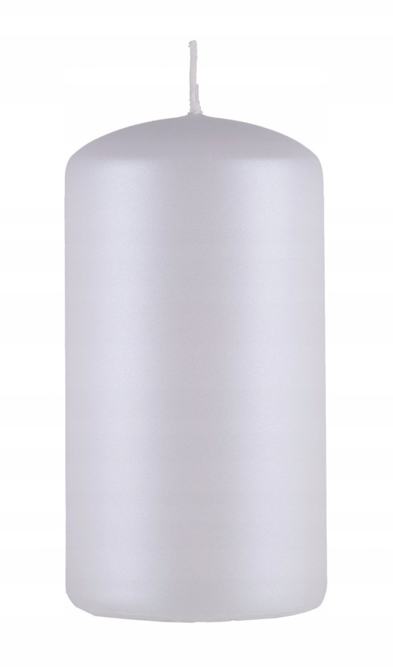 Donau Home Świeca słupek Standardowy lakierowany, 60x115mm, biały metaliczny matowy