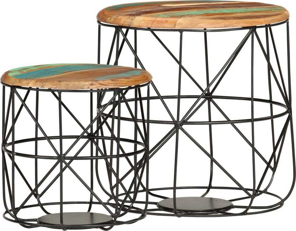 vidaXL Stoliki kawowe, 2 szt., lite drewno z odzysku