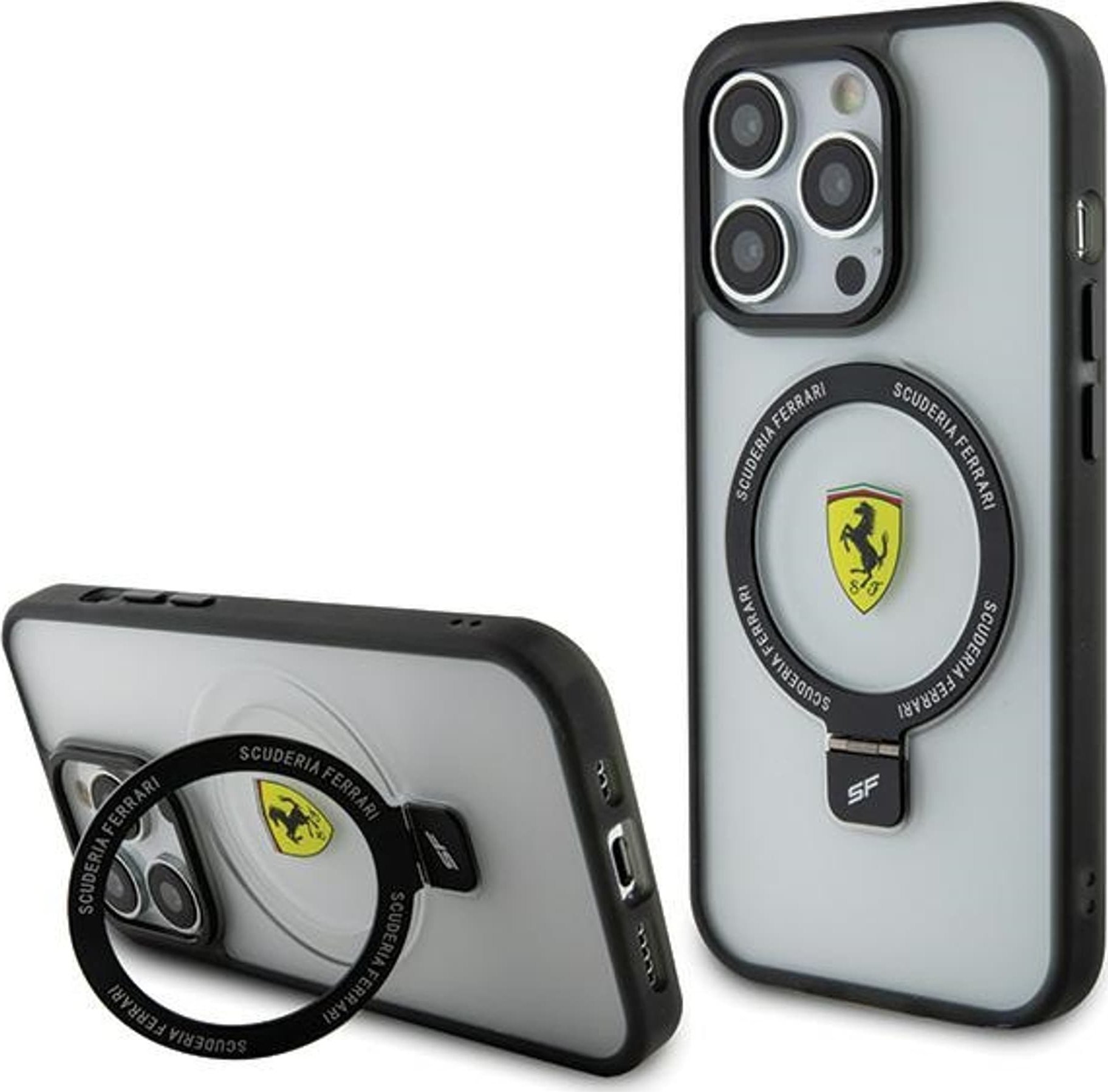 Ferrari Ferrari FEHMP15LUSCAH iPhone 15 Pro 6.1" transparent hardcase Ring Stand 2023 Collection MagSafe