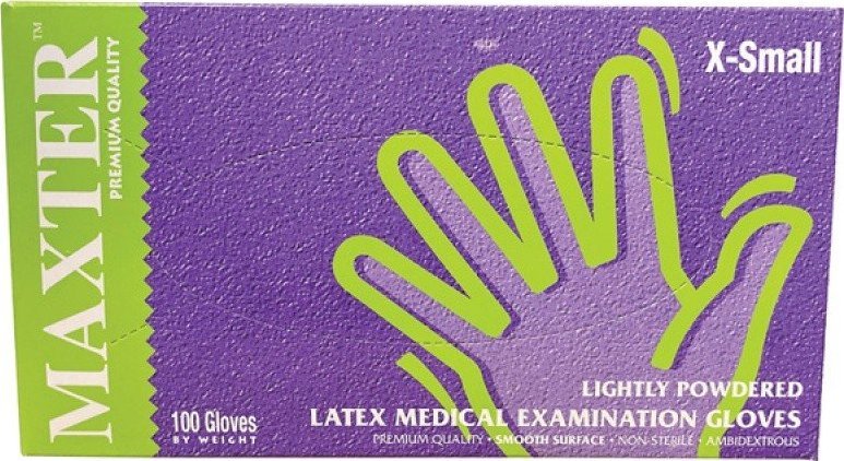 Rękawice lateksowe pudrowe MAXTER, 100 szt., XS