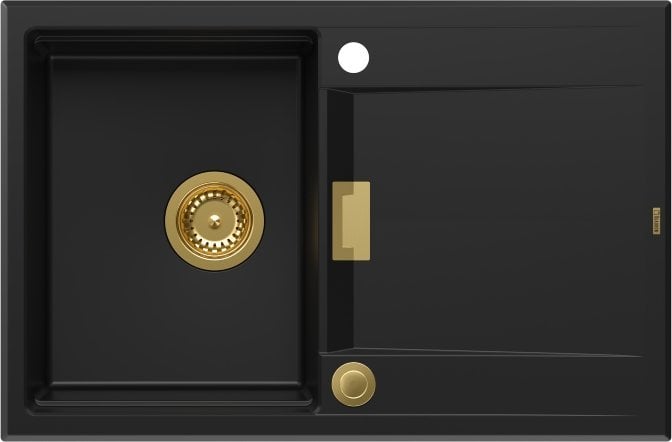 Zlewozmywak Owen OWEN 111 GraniteQ zlewozmywak z syfonem Push 2 Open 1-komorowy z/o (760x500x215; kom. 330x430) pure carbon / elementy złote