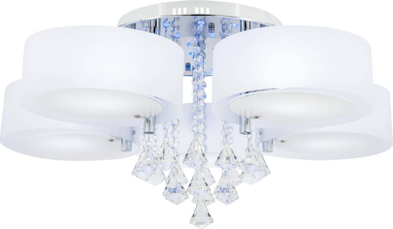 Lampa sufitowa Mdeco LAMPA sufitowa ELMDRS8006/5 8C MDECO metalowa OPRAWA z pilotem crystal glamour chrom biała