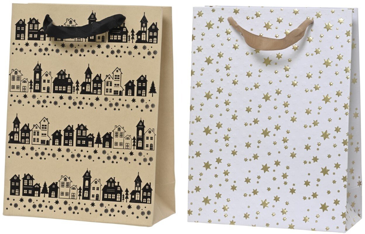 Torebka świąteczna prezentowa beżowa biała duża 30x42cm 1szt