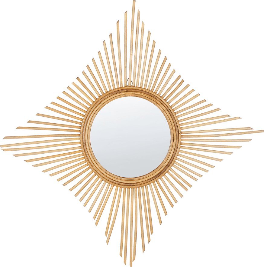 Beliani Rattanowe lustro ścienne 60 x 60 cm naturalne MAJENE