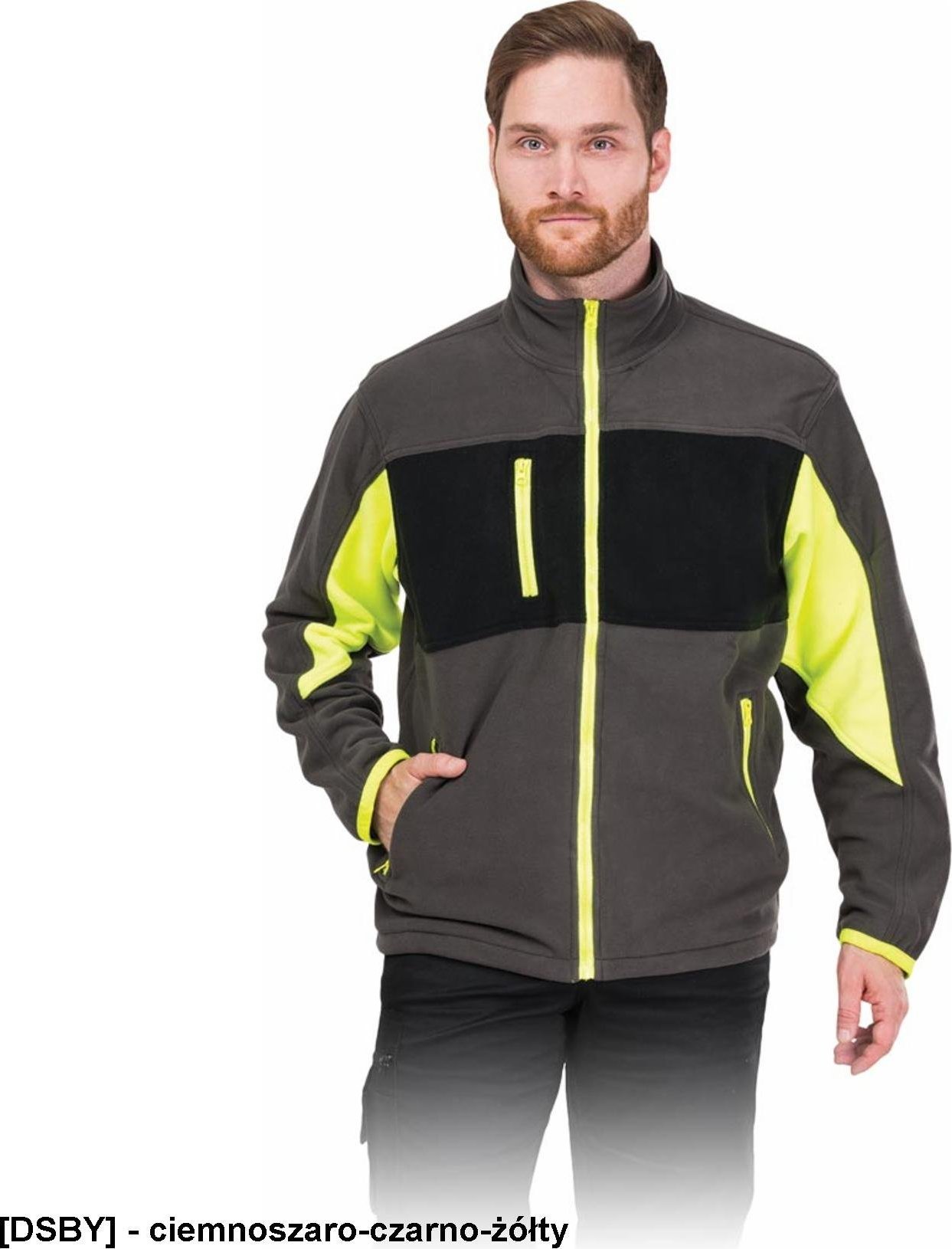 Leber&Hollman LH-FMN-P - bluza polarowa - ciemnoszaro-czarno-żółty L