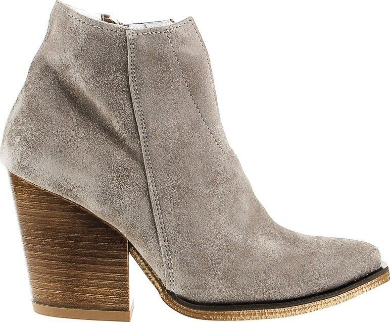 Wolski Botki zamszowe skórzane z wycięciem beżowe J. Wolski-41