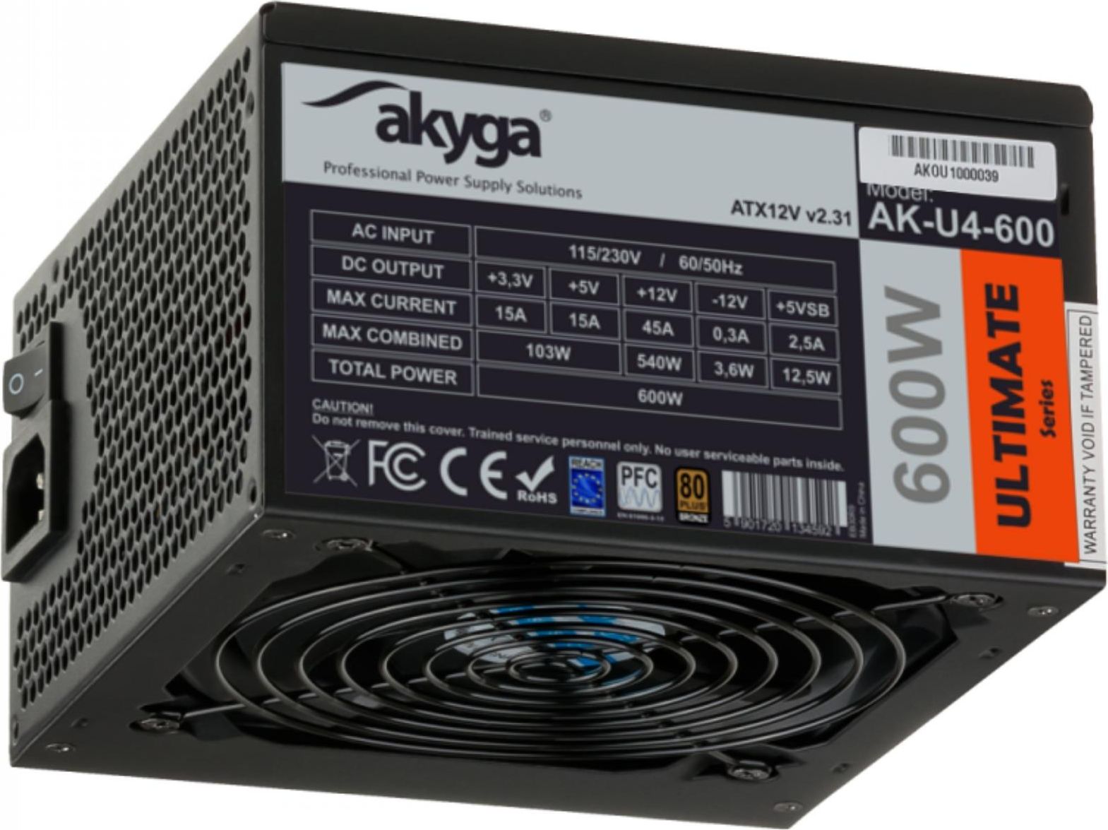 Zasilacz Akyga Ultimate 600W (AK-U4-600)