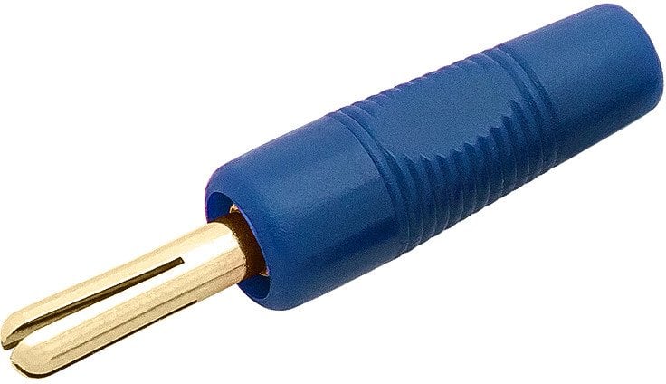 8442# Wtyk banan przykręcany niebieski 44mm złoty hq