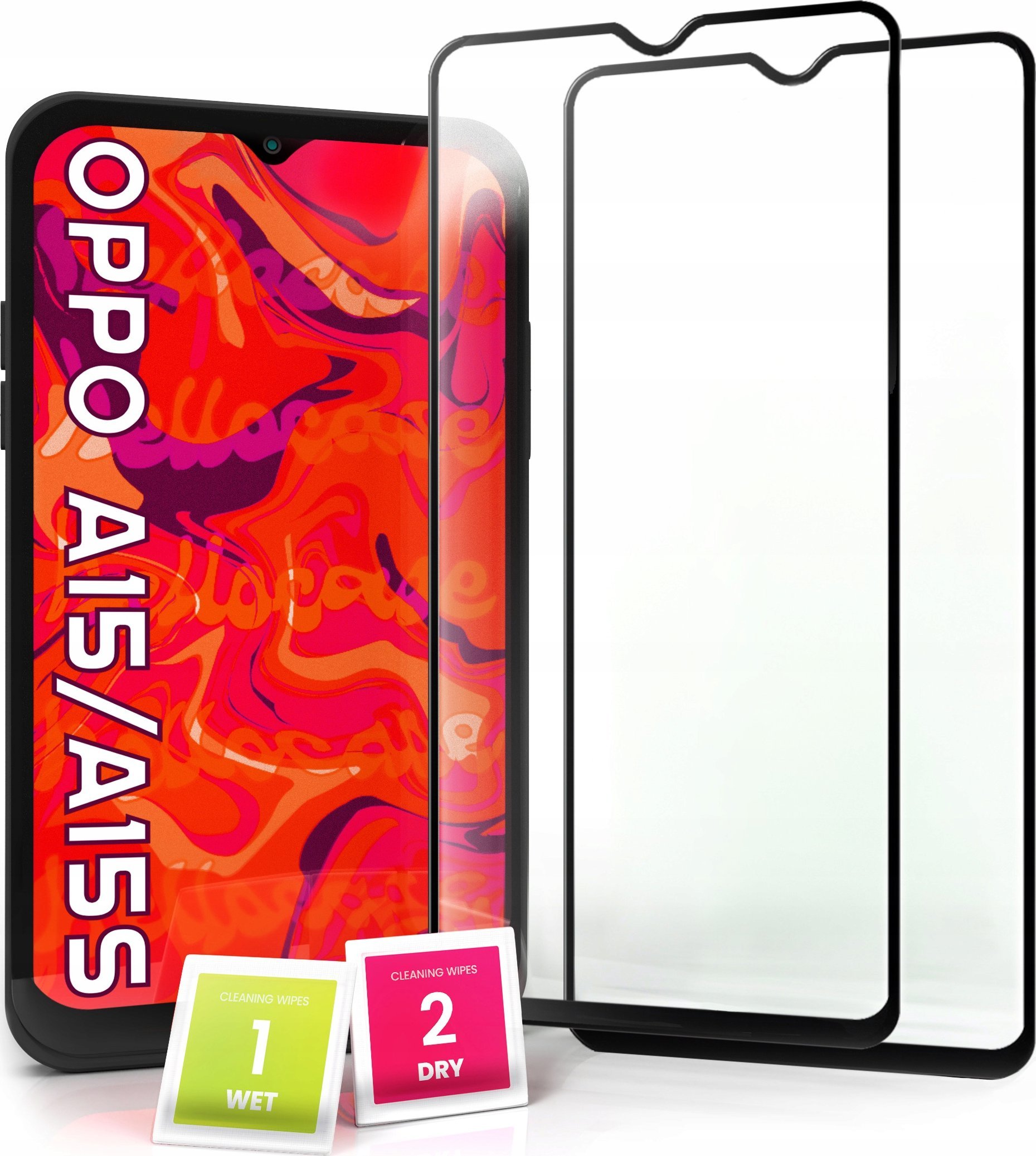 Hello Case 2-pak Szkło Hartowane do Oppo A15 Ochronne Pełne Na cały ekran 5D 9H