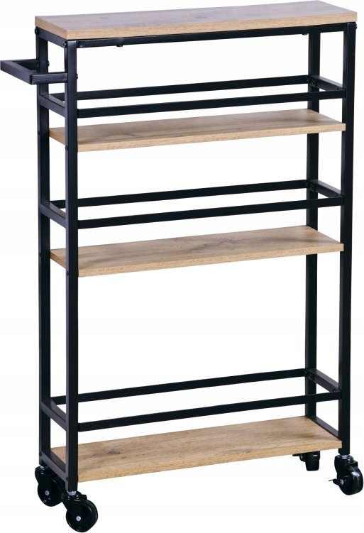 Kesper Wąski barek kuchenny z uchwytem i drewnianymi półkami, 81 x 50 x 15 cm