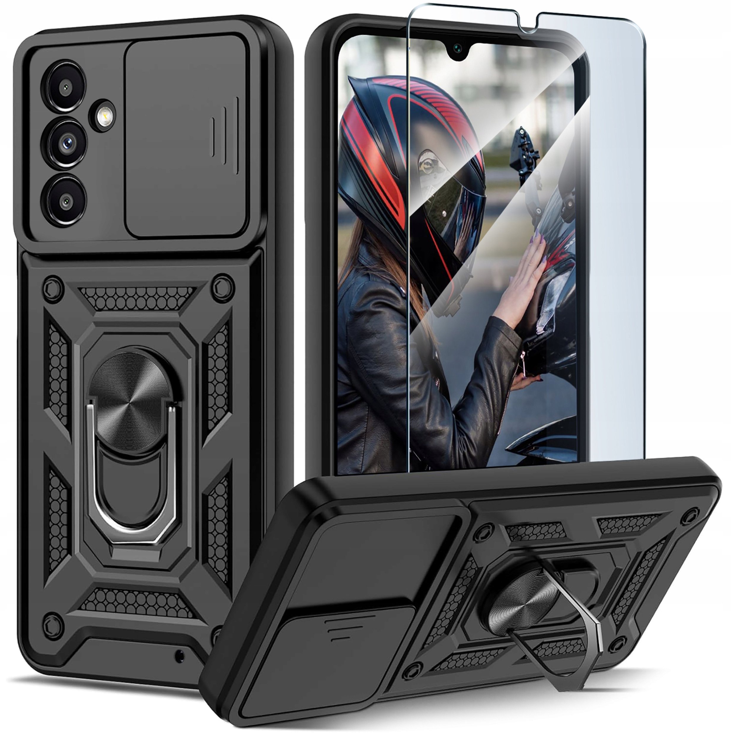 Etui do Samsung Galaxy A05s PANCERNE SLIDE RING CASE + SZKŁO OCHRONNE 9H