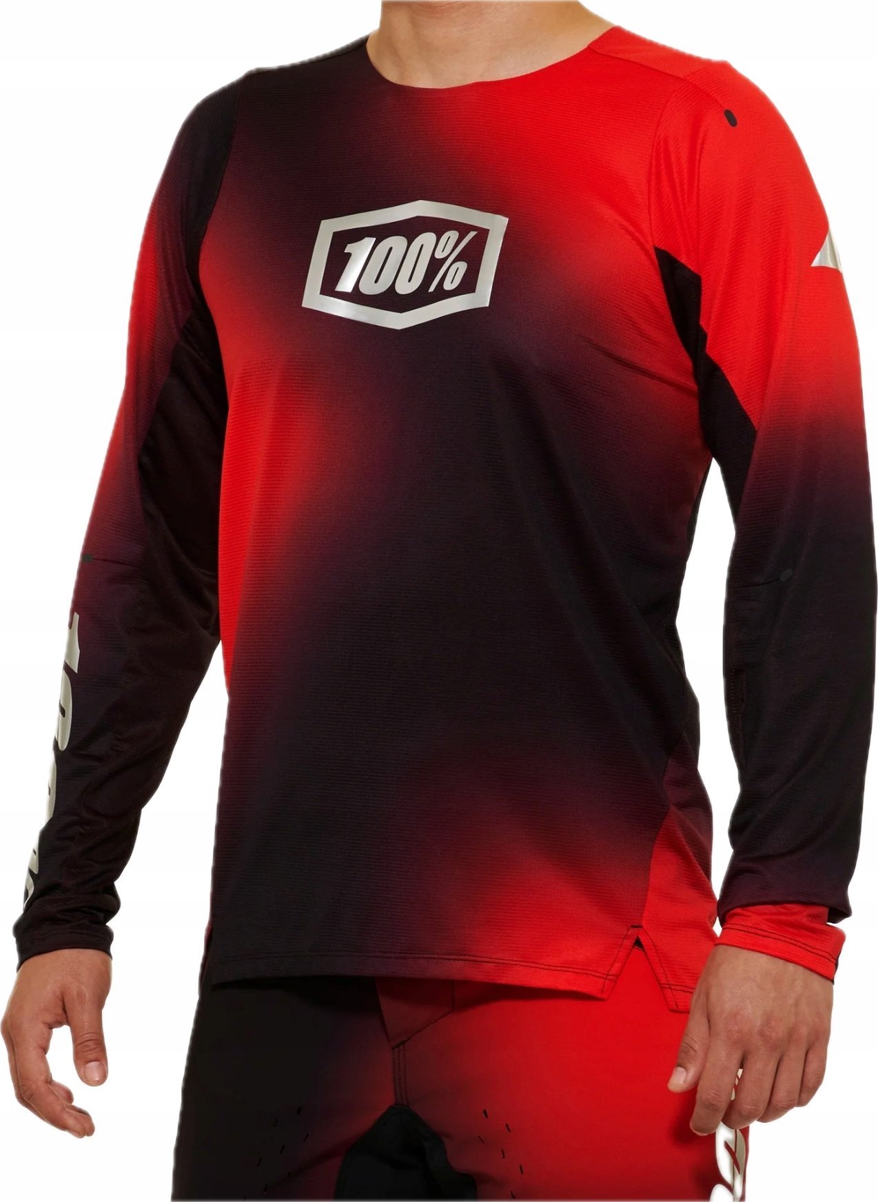 100% Koszulka męska 100% R-CORE X LE Jersey długi rękaw Black/Red roz. M (NEW 2023)
