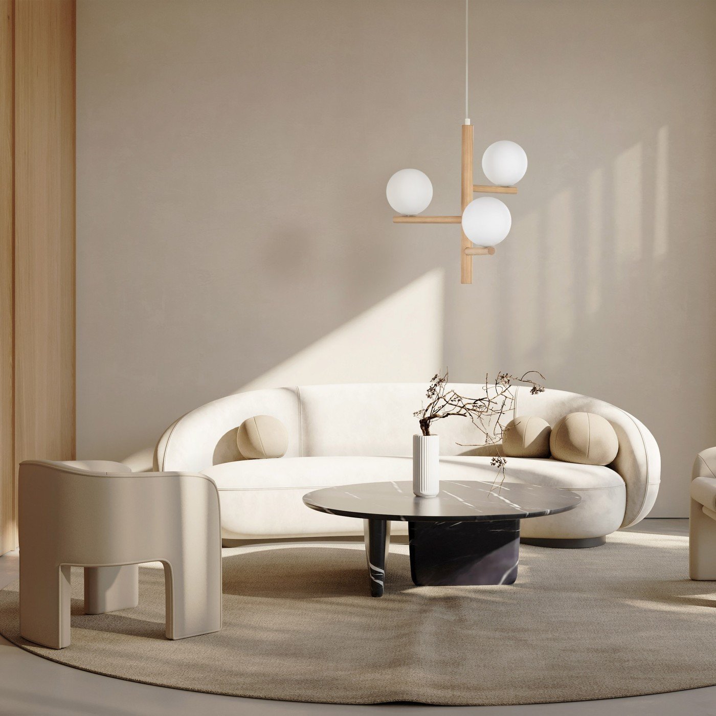 TK Lighting Estera 6799 lampa wisząca zwis 3x6W G9 drewniana/biała