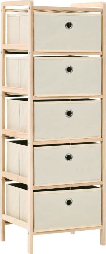 vidaXL Regał z 5 koszami z tkaniny, drewno cedrowe, beżowy